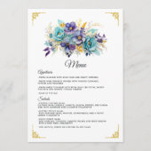 Menu Mariage turquoise, violet et or (Devant)