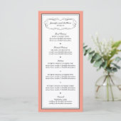 Menu Mariage Tuxedo en corail et gris (Debout devant)
