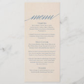 Menu Mariage Typographie Script Bleu Poussiéreux (Devant)