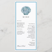 Menu Mariage Unique Coquillage Bleu Sarcelle Vintage (Devant)