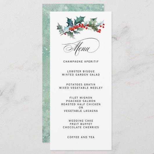 Menu Mariage Vacances Verdure Aquarelle (Devant / Derrière)