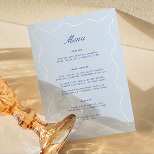 Menu Mariage Vague Bleu sur la Côte