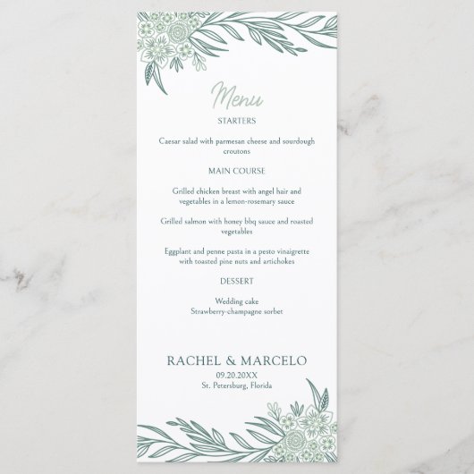 Menu Mariage végétal végétal vert (Devant)