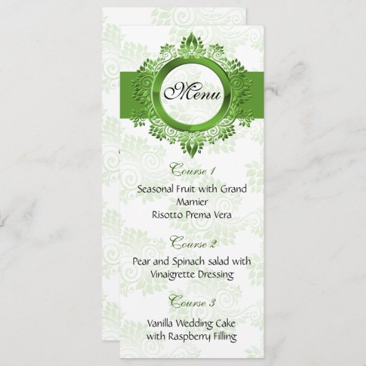 menu mariage vert (Devant / Derrière)