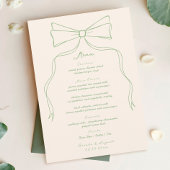 Menu Mariage vert à la main tiré Quirky Bow