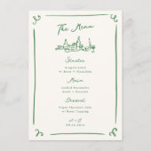 Menu Mariage vert à main blanche (Devant)