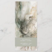 Menu Mariage vert Abstrait moderne de la peinture (Dos)