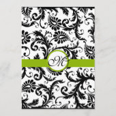 Menu Mariage vert Black Damask Swirl Apple (Dos)