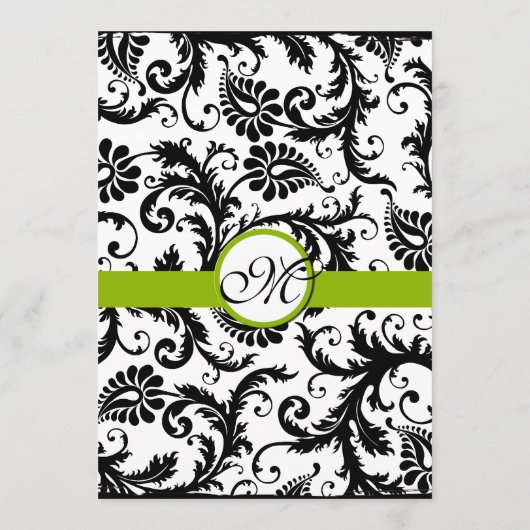 Menu Mariage vert Black Damask Swirl Apple (Dos)