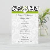 Menu Mariage vert Black Damask Swirl Apple (Debout devant)