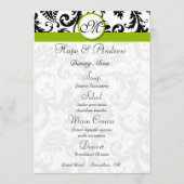 Menu Mariage vert Black Damask Swirl Apple (Devant)