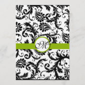 Menu Mariage vert Black Damask Swirl Apple (Dos)