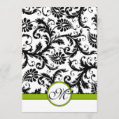 Menu Mariage vert Black Damask Swirl Apple (Dos)