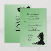 Menu Mariage vert classique Choix RSVP (Devant / Derrière)