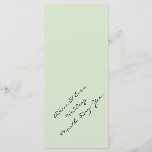 Menu mariage vert classique et élégant (Dos)