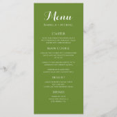 Menu Mariage vert coloré (Devant)