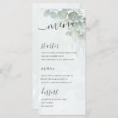 Menu Mariage vert de feuillage Eucalyptus rustique (Devant / Derrière)