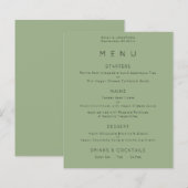 Menu Mariage vert de la zone de texte simple Budge (Devant / Derrière)