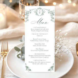 Menu Mariage vert de l'âge orné victorien Grace Floral