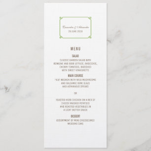 Menu Mariage Vert Déco Chic
