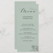 Menu Mariage vert Dusty Sage (Devant / Derrière)