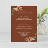 Menu Mariage Vert Émeraude et Rouille Orange Brûlé (Debout devant)