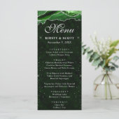 Menu Mariage Vert et Argent Faux Paillettes d'Agate (Debout devant)