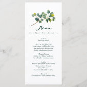 Menu mariage vert et blanc de branche Eucalyptus (Devant)