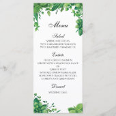 Menu mariage vert extérieur. Menu du dîner d'été (Devant)