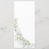 Menu Mariage vert Fleur sauvage bleu printemps (Dos)