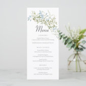 Menu Mariage vert Fleur sauvage bleu printemps (Debout devant)