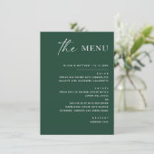 Menu Mariage Vert foncé de la forêt | Écriture moderne (Debout devant)