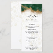 Menu Mariage vert foncé et or (Devant / Derrière)
