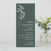 Menu Mariage vert Gypsophila Peacock (Debout devant)