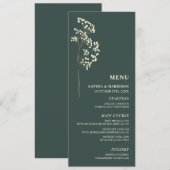 Menu Mariage vert Gypsophila Peacock (Devant / Derrière)