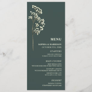 Menu Mariage vert Gypsophila Peacock