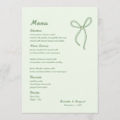 Menu Mariage vert main-tiré (Devant)
