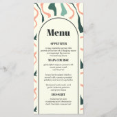 Menu Mariage Vert Menthe Rose Tourbillon Rétro (Devant)