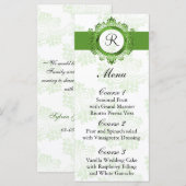 menu mariage vert monogramme (Devant / Derrière)