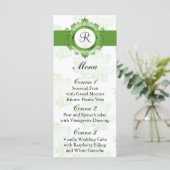 menu mariage vert monogramme (Debout devant)