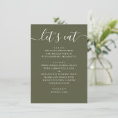 Menu Mariage Vert Olive Assourdi. Réception Moderne de  (Debout devant)