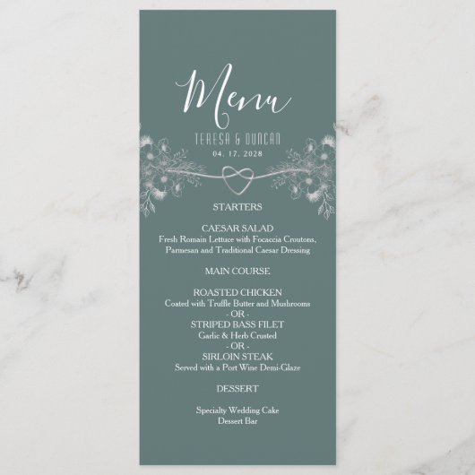 Menu Mariage vert Sage (Devant)