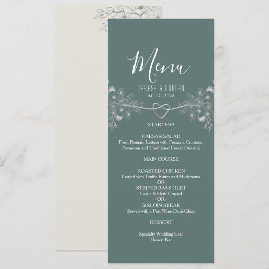 Menu Mariage Vert Sauge (Devant / Derrière)