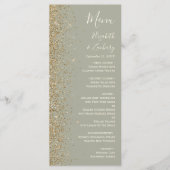 Menu Mariage Vert Sauge Paillettes Or Moderne (Devant)