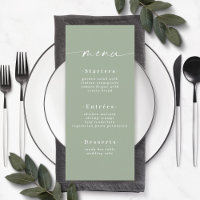 Menu Mariage vert simple couleur solide clair feui