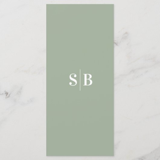 Menu Mariage vert simple couleur solide clair feui (Dos)