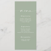 Menu Mariage vert simple couleur solide clair feui (Devant)