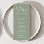 Menu Mariage vert simple Sage Script<br><div class="desc">Menu mariage simple avec "Menu" affiché dans un script blanc avec un arrière - plan vert sage. Personnalisez le menu mariage vert sage en ajoutant vos noms,  votre date de mariage et vos informations de menu. Conçu pour coordonner avec notre collection Simple Script mariage.</div>