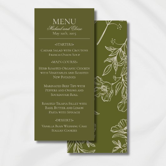 Menu Mariage Vert Ton Terre Moderne