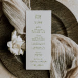 Menu MARIAGE vert VERONA MOSSE<br><div class="desc">VERONA Moss Green,  Diner Setting Doodle,  menu mariage. Caractéristiques,  Moss Green Typographie,  couleur beige clair arrière - plan et détail de la vigne fleur sauvage.</div>